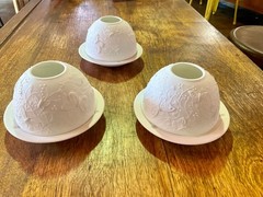 Bernardaud France Butterflies Lithophane Votive Candle Holder