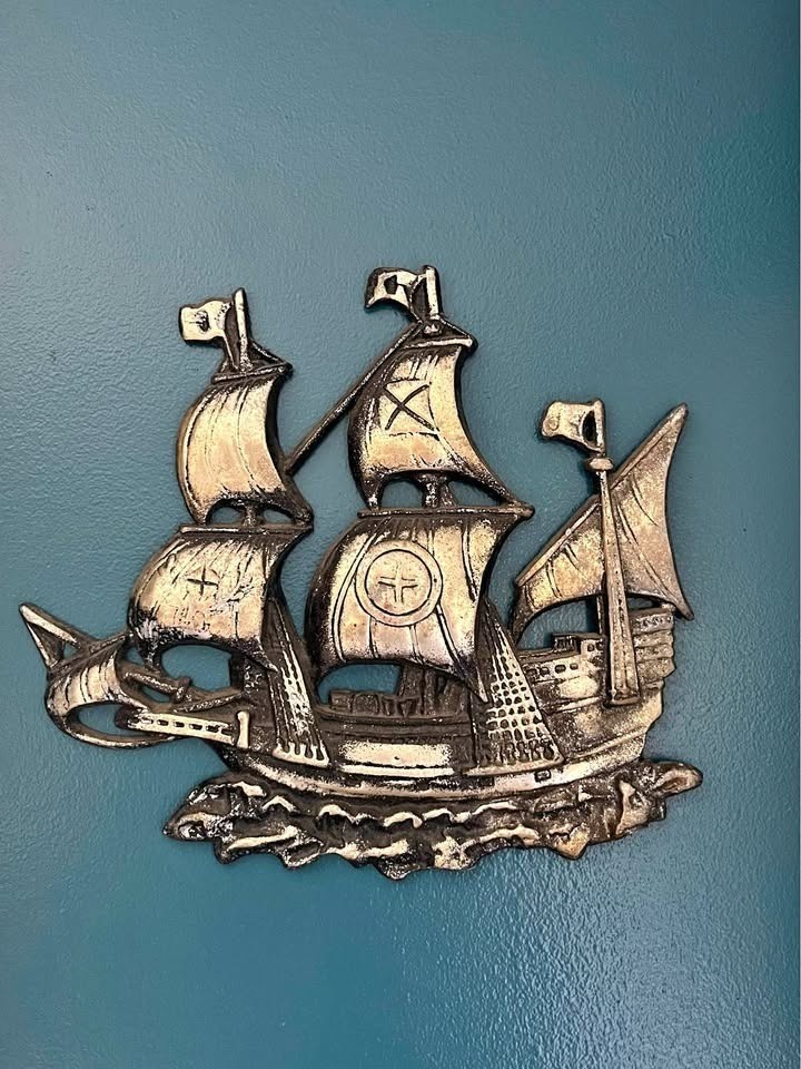 Vintage Cast Aluminum Ship wall hanging-Japan