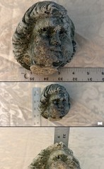 Vtg Concrete HEAD Salvaged Cement Garden STATUE Old Weathered Gothic-Child Bust!