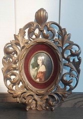 Vintage Cameo Creation Gold Frame Victorian Lady Portrait Hollywood Regency Art