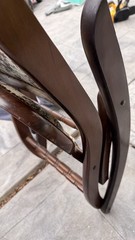 Vintage Mid Century Folding Rocking Chair Wood Tapestry Floral Upholstery
