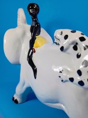 Man Riding Elephant As Jaguar Attacts Ceramic Figure. Made in Brazil. 12″x8″x5″