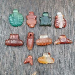 10 Antique Middle Eastern Mix Carnelian Agate & Jasper Amulet Beads