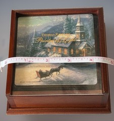 Vintage 2000 Hallmark Thomas Kinkade “Painter Of Light” 6 Coasters W/Wood Box