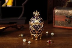 Faberge Egg Trinket Boxes Classic Enamel Hand-Painted Vintage Ornaments Metal…