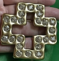Givenchy Rhinestone Gold Cross Brooch Vintage Used