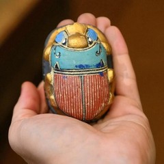 Ancient Egyptian Antiques Stone Scarab with pharaonic symbols Statue Figurine BC