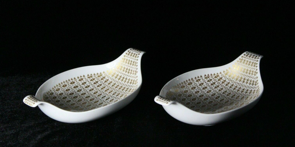 2 Vintage 1950’s Modernist Hutschenreuther Prof. Lili Schultz Gold Bowls