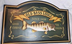 Old Bass Lodge Plaque 3D Fish Wall Mount Cabin Garage Man Cave Decor 27″x18