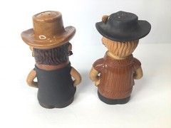 Large 6″ Clay Cowboys Farmers Men Salt and Pepper Shakers Brown Ranch Gift