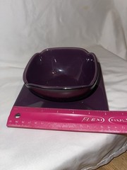 PartyLite Zen Candle Holder Set Purple Ceramic Modern Square Glazed Multi-Part