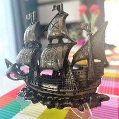 Vintage Cast Aluminum Ship wall hanging-Japan