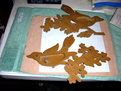 Vintage Syroco Homco Plastic Resin Gold Birds & Flowers Wall Decor #7037 Pair (2