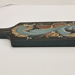 VTG Hand Painted Rosemaling Wood Bread Cutting Board Farmhouse Folk Art 19.5″