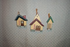 HAND CRAFTED COUNTRY WOOD WALL HANG “COUNTRY CHURCH & HOUSE” 3 piece set