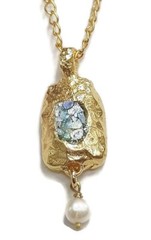 Authentic Roman Glass Gold Plated Pendent Ancient Fragments 200 B.C