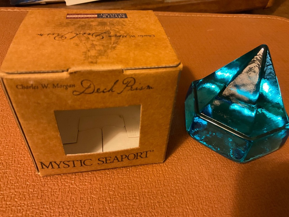 Charles W Morgan Ship Deck Prism Glass ‘Light Blue’ Mystic Seaport in Box
