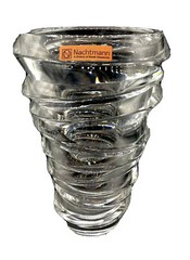 9 1/2 ” Nachtmann Clear Lead Crystal Vase Germany Looks Like A Tornado Fun