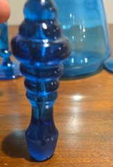 Antique Victorian Mary Gregory Style Glass Decanter w/ Stopper & 2 Glasses
