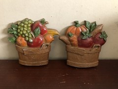 Sexton 1976 Cast Metal Wall Art Hanging Fruit & Vegetable Baskets Vintage