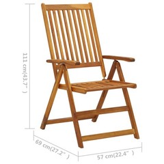 Outdoor Recliner Chairs 3 Pcs Patio Chair with Cushions Solid Wood Acacia vidaXL