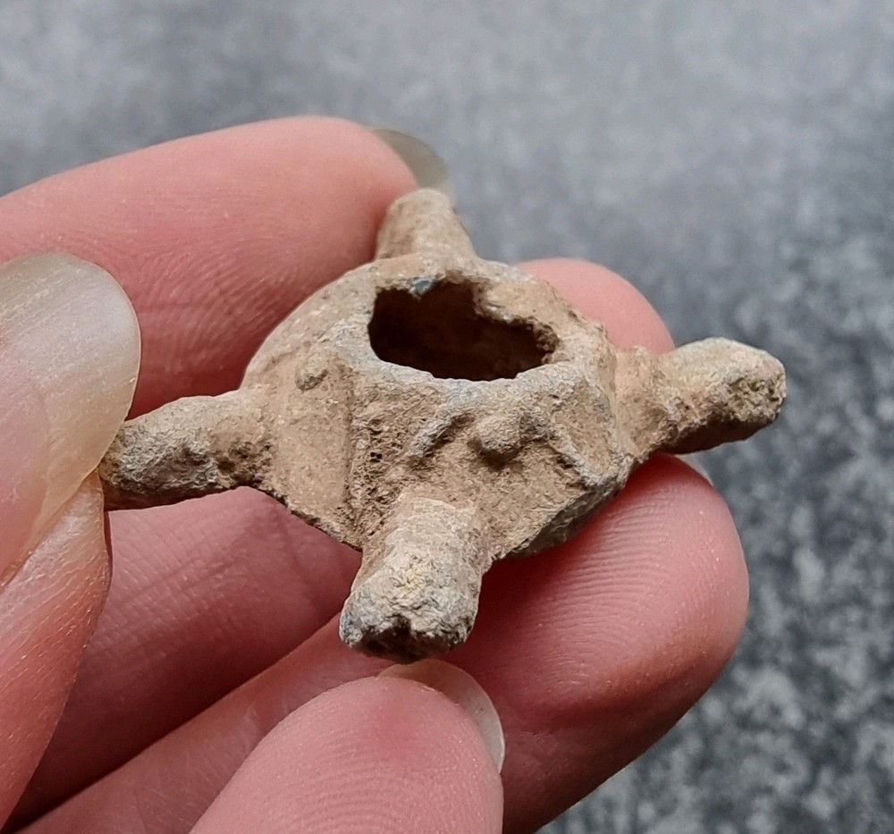 Rare Celtic Lead Bead / Proto Money Cruciform Amulet Antique Metal Detector Find