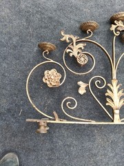 WROUGHT IRON CANDELABRA. RARE. HEAVY. FIVE CANDLES. 37 IN WIDE! 30 Lb? Italian?