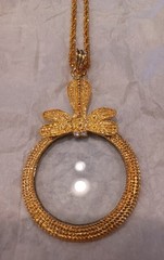 Vintage MAGNIFYING GLASS Pendant NECKLACE Dragonfly GoldTONE QVC