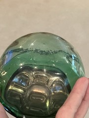 Antique Art Nouveau Austrian Jugendstil Green Glass Vessel w/ Metal Lid
