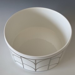 Tiffany & Co. LARGE Bowl 9.75″ #13684 Bone China Art Deco White & Gold SEE VIDEO