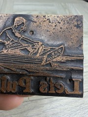Copper Plated Wood Print Ink Block Boat Nautical Rowing Let’s Pull Together