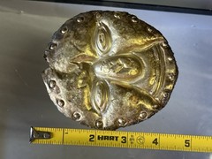 RARE AUTHENTIC PRE-COLUMBIAN GOLD & SILVER HUMAN EFFIGY MASK W/ COA, S. AMERICA