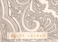Vintage Ralph Lauren WHITE LABEL Italy King Sheet Gray Paisley Black Welt RARE