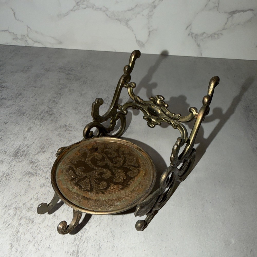 Vintage Ornate Brass Tea Cup Holder / Spoon Rest / Display Stand Made In Japan