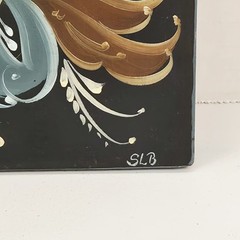 VTG Hand Painted Rosemaling Wood Bread Cutting Board Farmhouse Folk Art 19.5″