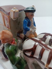 Hand Painted Porcelain Stagecoach W/Passengers Figurine Made In Japan 6.5″L