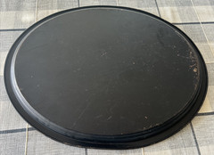 Antique Victorian Oval Black Tole Tray Hand Painted Floral Metal 24” Vtg Patina