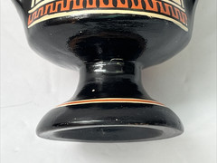 Vintage Greek Double Handled Terracotta Kantharos Vase Signed 5″H Hand Painted