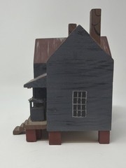 Country Crafts by C Henson Americana Collectible Wooden House Blue with Red Roof