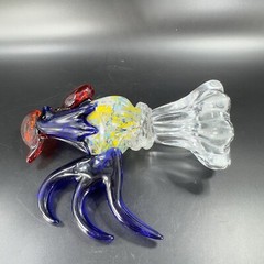 Heavy Art Glass Rooster Chicken Figurine Decor Paperweight Multicolor Glass VTG