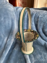 art deco orig paint toleware Tole Flower Basket with Handle 1930’s
