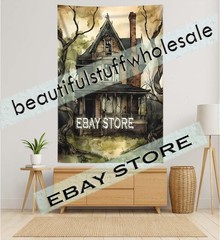 Abandoned Ghost Mansion Cloth Wall Tapestry haunted gothic style 59X82 in