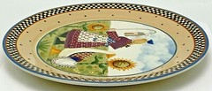 Williraye Studio Plate Girl Holding Birdhouse 1999 Fall Sunflowers Farm Goose