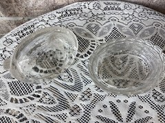 L E Smith Hen on a Nest Covered Candy Dish Clear Glass Woven Basket Heavy Vtg 5”