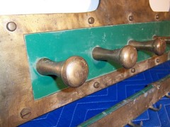 Unusual Heavy Handmade Brass & Steel Dutch Style Coat Kitchen Tack Wall Rack 23″