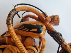 Wooden Motorcycle Model Handmade Chopper Collectible Sculpture Cycle 12″ 6″ 3″