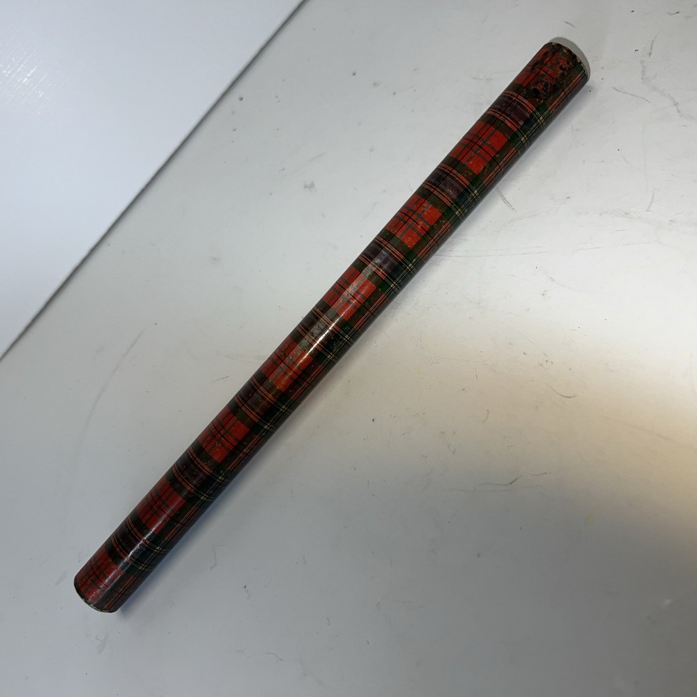 Antique Tartanware Cylinder Ruler? 10 Inch