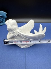 Vintage Fitz And Floyd Fairy Figurine Trinket Dish Art Nouveau Porcelain Ceramic