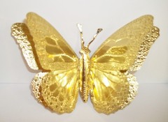 Vintage Home Interior Wall Hanging Gold Tone Metal Butterflies (Set Of 3) shiny