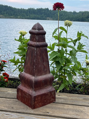 Vintage Metal Garden Finial Obelisk Neoclassical Style Architectural Decor
